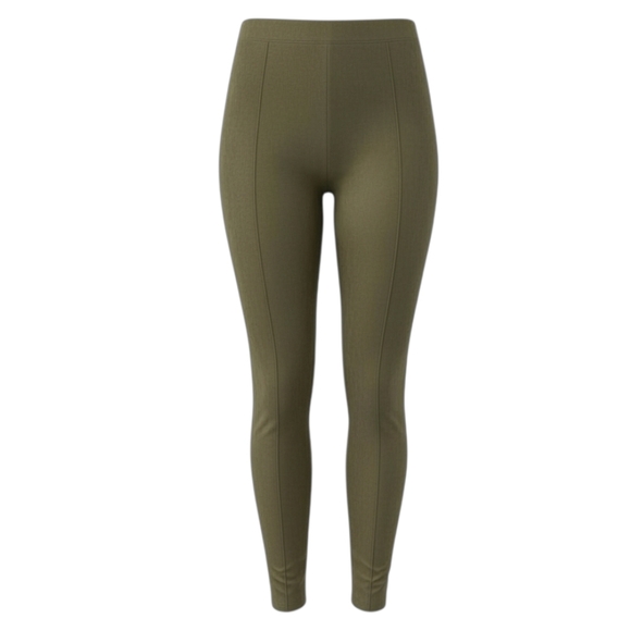 LOFT Front Seam Faux Suede High Waist Leggings In Olive Size Large Petite EUC - Picture 2 of 11